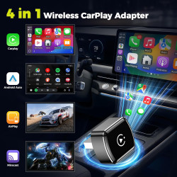 LAMTTO Adaptateur CarPlay sans Fil pour iPhones&Android Auto avec AirPlay/Miracast,Convertit Car Play Filaire en sans Fil Plug&P