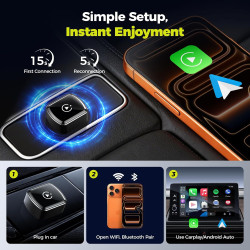 LAMTTO Adaptateur CarPlay sans Fil pour iPhones&Android Auto avec AirPlay/Miracast,Convertit Car Play Filaire en sans Fil Plug&P