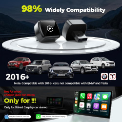 LAMTTO Adaptateur CarPlay sans Fil pour iPhones&Android Auto avec AirPlay/Miracast,Convertit Car Play Filaire en sans Fil Plug&P