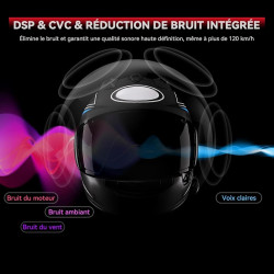 Casque moto bleutooth interphone moto avec batterie longue durée et, couplage de l'intercom avec téléphone portable bleutooth, t