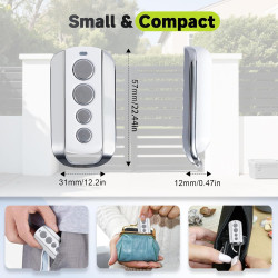 433 MHz Télécommande Portail, 4 Canaux Telecommande Porte De Garage Compatible avec Avidsen 104257,114253,104250, 104251, 104350