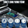 15W Chargeur Voiture Induction Rapide USB Chargeur sans Fil Voiture avec Design à Double Encoche Tapis de Charge Rapide Antidéra