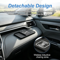 15W Chargeur Voiture Induction Rapide USB Chargeur sans Fil Voiture avec Design à Double Encoche Tapis de Charge Rapide Antidéra