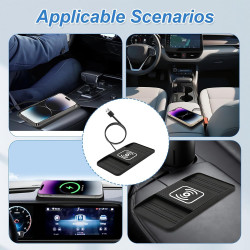 15W Chargeur Voiture Induction Rapide USB Chargeur sans Fil Voiture avec Design à Double Encoche Tapis de Charge Rapide Antidéra