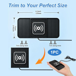 15W Chargeur Voiture Induction Rapide USB Chargeur sans Fil Voiture avec Design à Double Encoche Tapis de Charge Rapide Antidéra