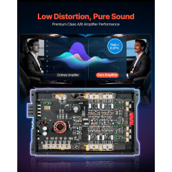 VEVOR Amplificateur Audio Voiture, Ampli de Puissance à 4 Canaux Pontables pour Subwoofer, Max. 4x250 W sous 4 ohms/4x500 W sous