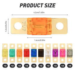 20 Pièce Mini‑Fusibles Voiture — Assortiment Fusibles Midi et Fusible Mini, 2 Pièces par Ampérage, Haute Résistance Thermique et