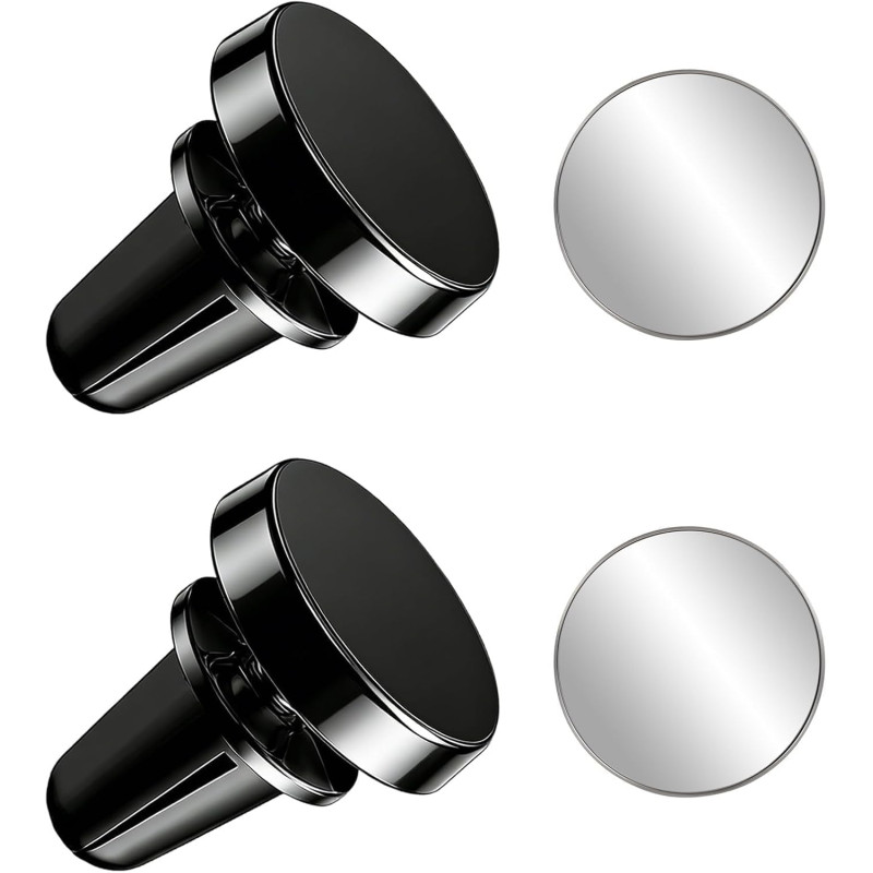 Lot de 2 Support Téléphone Voiture Magnétique pour Grille de Ventilation, Support Voiture Aimanté Grille Aération Rotatif 360°, 