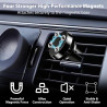 Lot de 2 Support Téléphone Voiture Magnétique pour Grille de Ventilation, Support Voiture Aimanté Grille Aération Rotatif 360°, 