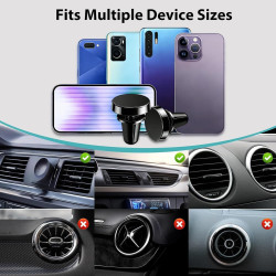 Lot de 2 Support Téléphone Voiture Magnétique pour Grille de Ventilation, Support Voiture Aimanté Grille Aération Rotatif 360°, 