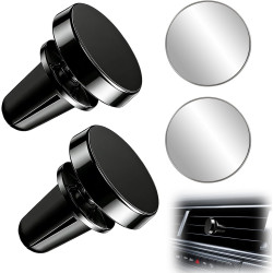 Lot de 2 Support Téléphone Voiture Magnétique pour Grille de Ventilation, Support Voiture Aimanté Grille Aération Rotatif 360°, 