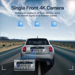 WOLFANG 4K Dashcam Voiture Avant Arrière, Wi-FI Caméra Voiture, Grand Angle 170° G-Capteur, Caméra Embarquée Voiture avec Mode S