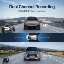 WOLFANG 4K Dashcam Voiture Avant Arrière, Wi-FI Caméra Voiture, Grand Angle 170° G-Capteur, Caméra Embarquée Voiture avec Mode S