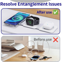 Chargeur Induction sans Fil 3 en 1 Pliable 15W, Station de Recharge sans Fil Magnétique Support Réglable pour iPhone 17/16/15/14
