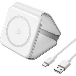 Chargeur Induction sans Fil 3 en 1 Pliable 15W, Station de Recharge sans Fil Magnétique Support Réglable pour iPhone 17/16/15/14