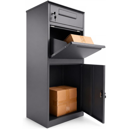 Sillar Boîte aux Lettres et Colis Anthracite (112,3 × 49,6 × 36,6 cm) Boîte à Colis en Acier Résistant aux Intempéries avec Clé 