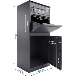 Sillar Boîte aux Lettres et Colis Anthracite (112,3 × 49,6 × 36,6 cm) Boîte à Colis en Acier Résistant aux Intempéries avec Clé 