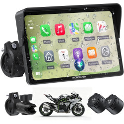 Écran moto carplay 7 pouces w722tpms,carplay et android auto sans fil avec tpms,gps moto écran tactile étanche ip67,double bleut