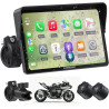 Écran moto carplay 7 pouces w722tpms,carplay et android auto sans fil avec tpms,gps moto écran tactile étanche ip67,double bleut