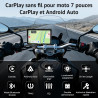 Écran moto carplay 7 pouces w722tpms,carplay et android auto sans fil avec tpms,gps moto écran tactile étanche ip67,double bleut