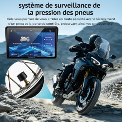 Écran moto carplay 7 pouces w722tpms,carplay et android auto sans fil avec tpms,gps moto écran tactile étanche ip67,double bleut
