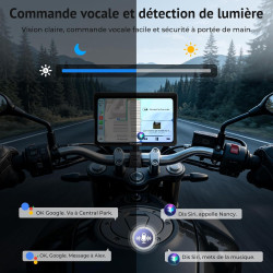Écran moto carplay 7 pouces w722tpms,carplay et android auto sans fil avec tpms,gps moto écran tactile étanche ip67,double bleut