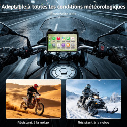 Écran moto carplay 7 pouces w722tpms,carplay et android auto sans fil avec tpms,gps moto écran tactile étanche ip67,double bleut