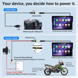 W522tpms écran moto carplay sans fil 5 pouces avec android auto, gps moto avec tpms, écran ips tactile ip67 étanche, commande vo