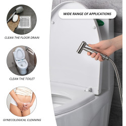 1 douchette à main, pommeau de douche en acier inoxydable, pulvérisateur de bidet pour toilettes, douchette à main, argenté