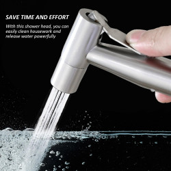 1 douchette à main, pommeau de douche en acier inoxydable, pulvérisateur de bidet pour toilettes, douchette à main, argenté