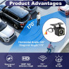 Caméra de Recul pour Voiture HD 1080P, Vision Nocturne 12 LED Grand Angle 170°, IP68 Étanche, Caméra de Stationnement Filaire RC