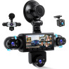 CAMECHO 5 Canaux Vision Nocturne Dashcam 1080P Rotation à 360° Caméra Voiture Embarquée Avant et arrière, 3,16'' Dashcam Mode Pa