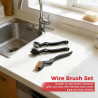 Lot de 6 brosses métalliques à main : 3 grandes brosses en acier inoxydable, 3 petites brosses en acier inoxydable et nylon en l