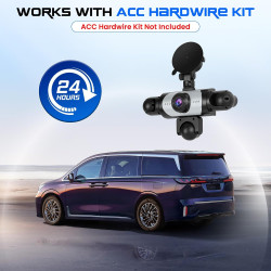 CAMECHO 5 Canaux Vision Nocturne Dashcam 1080P Rotation à 360° Caméra Voiture Embarquée Avant et arrière, 3,16'' Dashcam Mode Pa