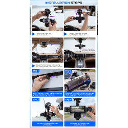 CAMECHO 5 Canaux Vision Nocturne Dashcam 1080P Rotation à 360° Caméra Voiture Embarquée Avant et arrière, 3,16'' Dashcam Mode Pa