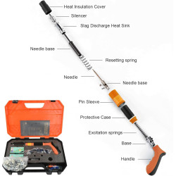 Pistolet à clouer manuel pour béton et acier, 5 niveaux de réglage - Kit complet avec 220 clous, mini pistolet à clouer portable