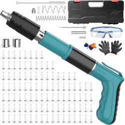 Pistolet à clouer manuel pour béton et acier, 5 niveaux de réglage - Kit complet avec 220 clous, mini pistolet à clouer portable