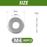80 Pcs Rondelle M4, Rondelles Inox M4 x 25 x 1,5 mm, Assortiment de Rondelles Plates pour Boulons et Vis, Rondelle en Acier Inox