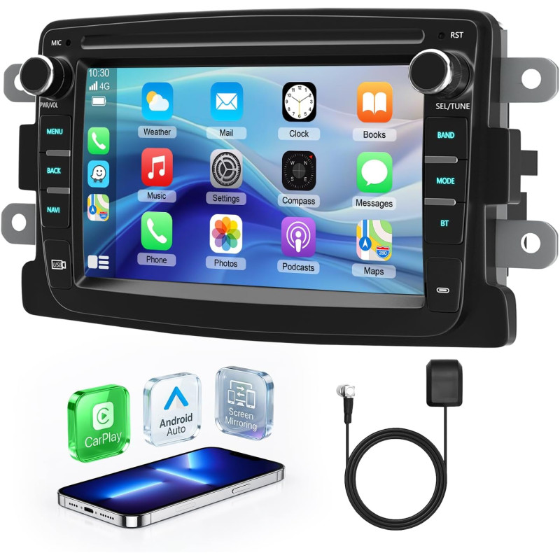 Essgoo autoradio 7 pouces android 15 pour dacia duster sandero captur logan dokker lodgy renault - 2+64gb carplay sans fil & and