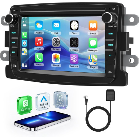 Essgoo autoradio 7 pouces android 15 pour dacia duster sandero captur logan dokker lodgy renault - 2+64gb carplay sans fil & and