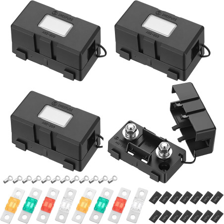 4 Pcs Porte Fusible Voiture, Porte-fusibles Midi/Méga pour Voitures, Bateaux, SUV et camions, avec Fusible 30A 40A 50A 80A, Comp