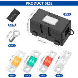 4 Pcs Porte Fusible Voiture, Porte-fusibles Midi/Méga pour Voitures, Bateaux, SUV et camions, avec Fusible 30A 40A 50A 80A, Comp