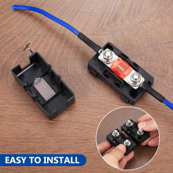 4 Pcs Porte Fusible Voiture, Porte-fusibles Midi/Méga pour Voitures, Bateaux, SUV et camions, avec Fusible 30A 40A 50A 80A, Comp
