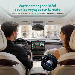 OTTOCAST Mini Nova, Adaptateur 2 en 1 CarPlay Sans Fil et Android Auto Version Améliorée 2026 pour Téléphones iOS et Android, Co