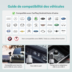 OTTOCAST Mini Nova, Adaptateur 2 en 1 CarPlay Sans Fil et Android Auto Version Améliorée 2026 pour Téléphones iOS et Android, Co