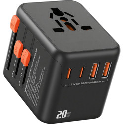 Adaptateur Prise Universelle,Adaptateur Universel de Voyage avec 2 USB C et 2 USB A et 1 Prise Secteur Universelle,Adaptateur de