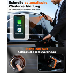 Syachi adaptateur sans fil carplay & android auto 2026, adaptateur carplay sans fil pour iphone et android avec usb-a/type-c, co
