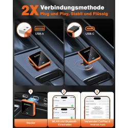 Syachi adaptateur sans fil carplay & android auto 2026, adaptateur carplay sans fil pour iphone et android avec usb-a/type-c, co