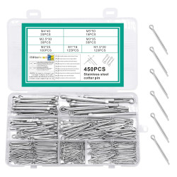 450 Pcs Goupille Fendue, Goupilles Fendues en Acier Inoxydable, Assortiment de Goupilles élastiques de Verrouillage pour réparat