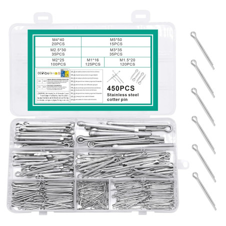 450 Pcs Goupille Fendue, Goupilles Fendues en Acier Inoxydable, Assortiment de Goupilles élastiques de Verrouillage pour réparat
